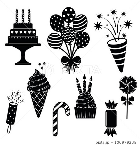 Birthday party paraphernalia - can be used as an invitation card or decorative material for birthday parties and celebrations 106979238