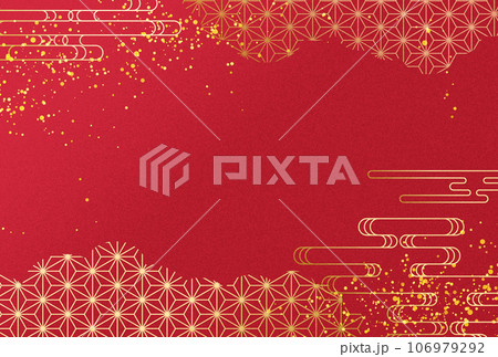 冬　年賀状　和柄　金・高級感・雲　背景　お歳暮 106979292