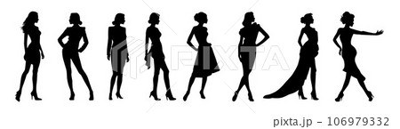 Beautiful women wearing different clothes. Women model, women silhouette 106979332