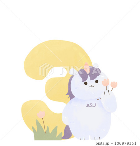 Cute kawaii unicorn garden flower cartoon animal number text Cute kawaii unicorn garden flower cartoon animal number text 106979351