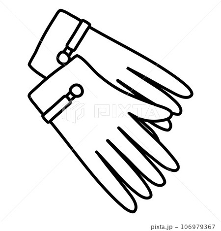 Pair of elegant warm gloves, doodle style flat vector outline for coloring book 106979367