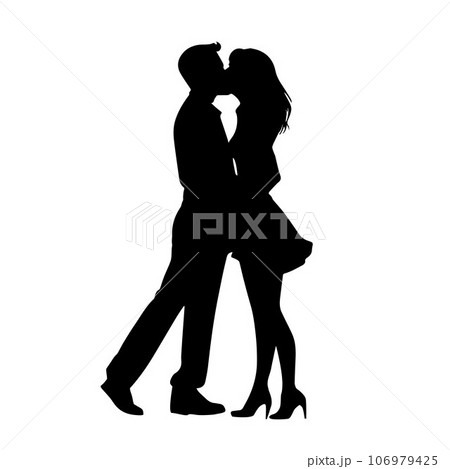 Kissing couple, couple are kissing. Couple loving people silhouettes 106979425