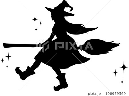 ハロウィンシルエット素材-魔女 ハロウィンシルエット素材-魔女 106979569