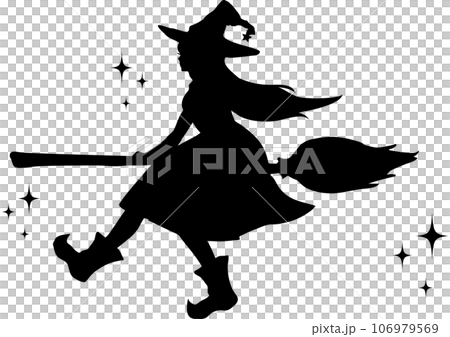 ハロウィンシルエット素材-魔女 ハロウィンシルエット素材-魔女 106979569