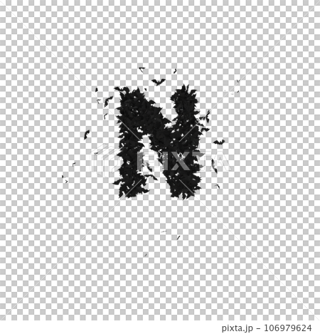 Static Halloween Typeface Formed Of Flying Bats with alpha the character N Static Halloween Typeface Formed Of Flying Bats with alpha the character N 106979624