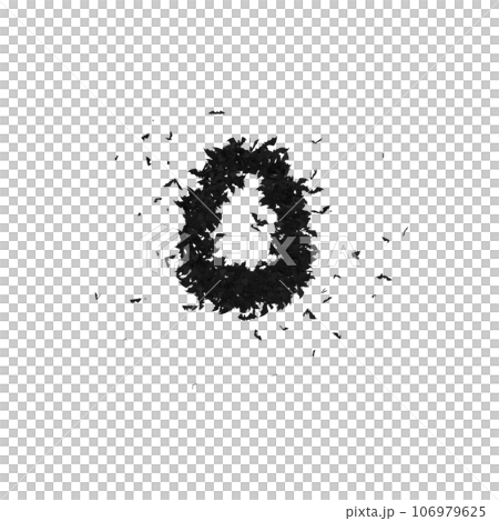 Static Halloween Typeface Formed Of Flying Bats with alpha the character O Static Halloween Typeface Formed Of Flying Bats with alpha the character O 106979625