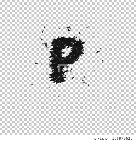 Static Halloween Typeface Formed Of Flying Bats with alpha the character P Static Halloween Typeface Formed Of Flying Bats with alpha the character P 106979626