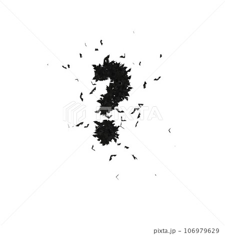 Static  Halloween Typeface Formed Of Flying Bats with alpha the character question mark 106979629