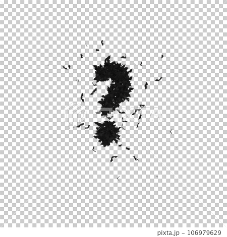 Static  Halloween Typeface Formed Of Flying Bats with alpha the character question mark 106979629