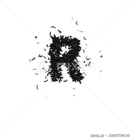 Static Halloween Typeface Formed Of Flying Bats with alpha the character R Static Halloween Typeface Formed Of Flying Bats with alpha the character R 106979630