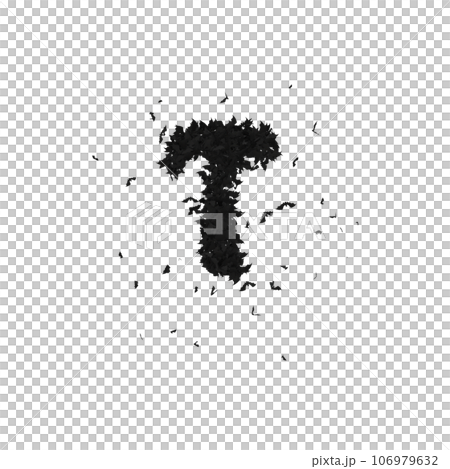 Static Halloween Typeface Formed Of Flying Bats with alpha the character T Static Halloween Typeface Formed Of Flying Bats with alpha the character T 106979632