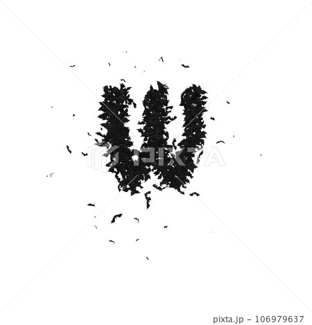 Static Halloween Typeface Formed Of Flying Bats with alpha the character W Static Halloween Typeface Formed Of Flying Bats with alpha the character W 106979637