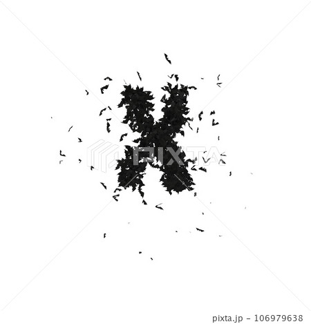 Static  Halloween Typeface Formed Of Flying Bats with alpha the character X 106979638