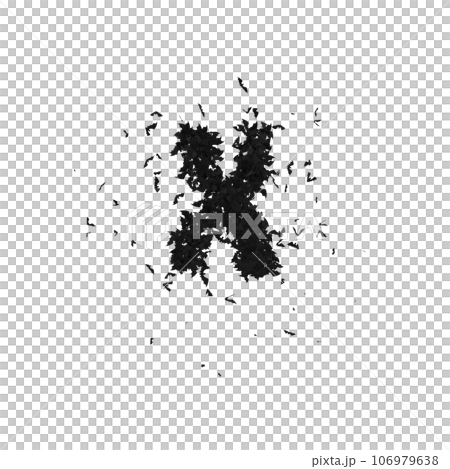 Static  Halloween Typeface Formed Of Flying Bats with alpha the character X 106979638