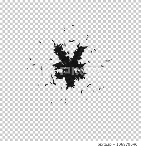 Static Halloween Typeface Formed Of Flying Bats with alpha the character YEN Static Halloween Typeface Formed Of Flying Bats with alpha the character YEN 106979640