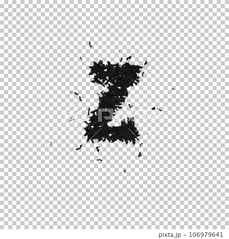 Static  Halloween Typeface Formed Of Flying Bats with alpha the character Z 106979641