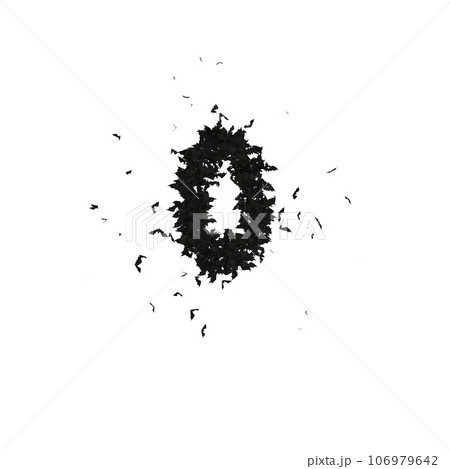 Static Halloween Typeface Formed Of Flying Bats with alpha the character 0 Static Halloween Typeface Formed Of Flying Bats with alpha the character 0 106979642
