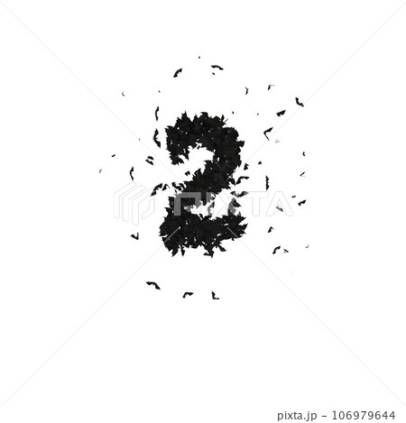 Static  Halloween Typeface Formed Of Flying Bats with alpha the character 2 106979644