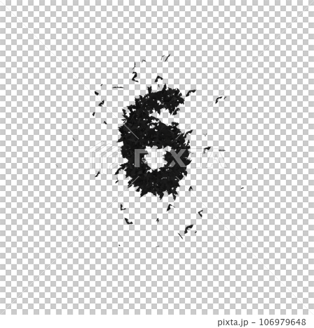 Static  Halloween Typeface Formed Of Flying Bats with alpha the character 6 106979648