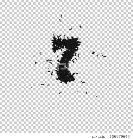 Static  Halloween Typeface Formed Of Flying Bats with alpha the character 7 106979649