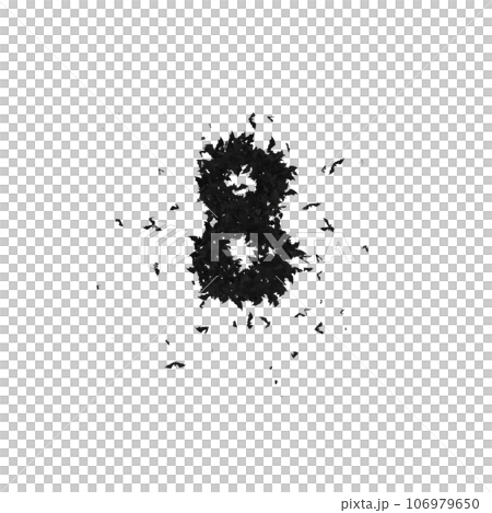 Static  Halloween Typeface Formed Of Flying Bats with alpha the character 8 106979650