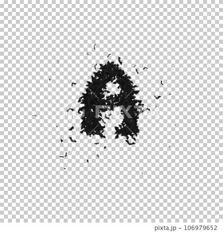 Static  Halloween Typeface Formed Of Flying Bats with alpha the character A 106979652