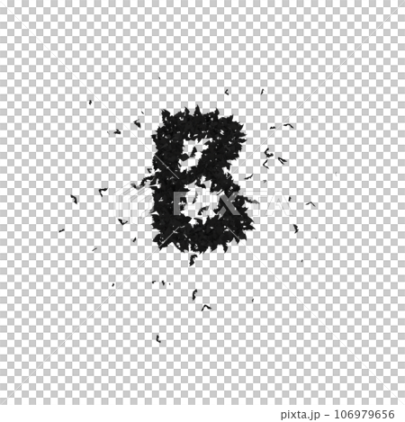 Static  Halloween Typeface Formed Of Flying Bats with alpha the character B 106979656