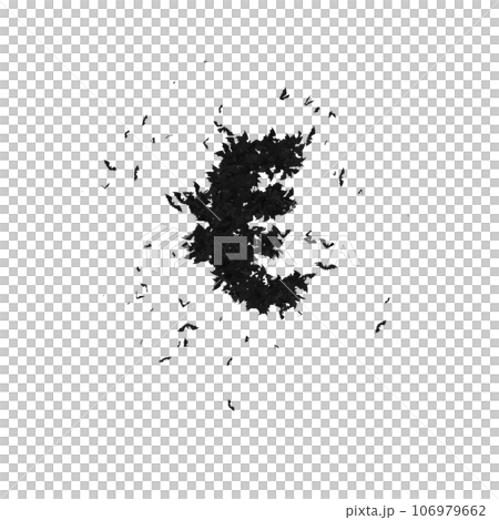 Static  Halloween Typeface Formed Of Flying Bats with alpha the character EURO 106979662