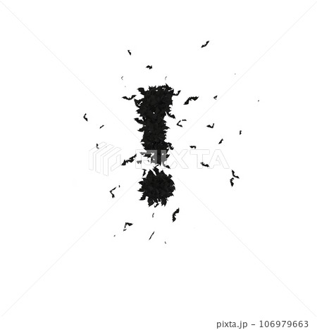 Static Halloween Typeface Formed Of Flying Bats with alpha the character exclamation point Static Halloween Typeface Formed Of Flying Bats with alpha the character exclamation point 106979663