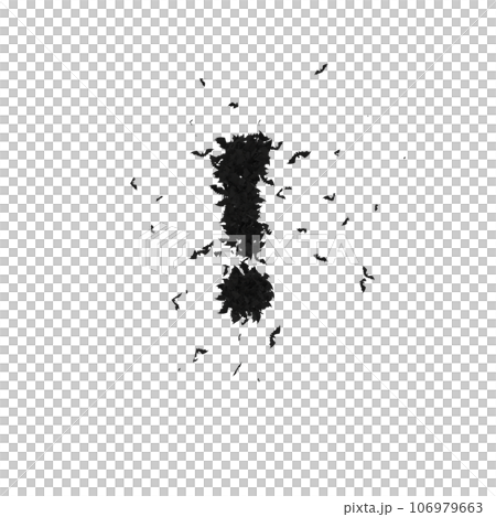 Static Halloween Typeface Formed Of Flying Bats with alpha the character exclamation point Static Halloween Typeface Formed Of Flying Bats with alpha the character exclamation point 106979663