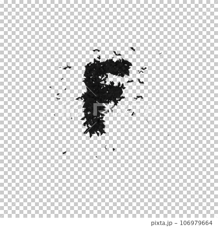 Static Halloween Typeface Formed Of Flying Bats with alpha the character F Static Halloween Typeface Formed Of Flying Bats with alpha the character F 106979664