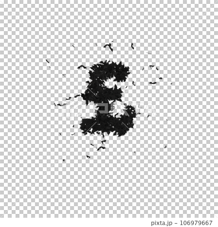 Static  Halloween Typeface Formed Of Flying Bats with alpha the character GBP 106979667