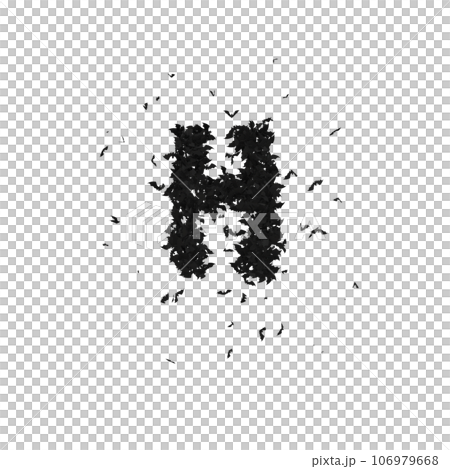 Static  Halloween Typeface Formed Of Flying Bats with alpha the character H 106979668