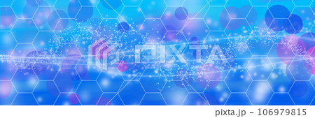 A blue background with highlighted dots, is covered with a honeycomb pattern. A blue background with highlighted dots, is covered with a honeycomb pattern. 106979815