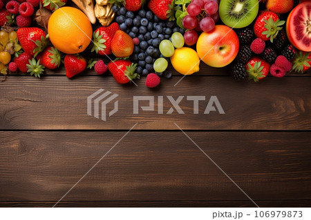 Fruits on a wooden table. Healthy lifestyle. 106979873