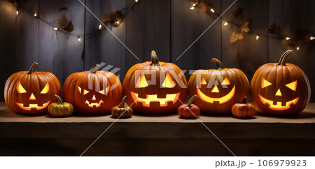 ハロウィンの飾り-かぼちゃのお化け 106979923