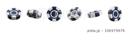 Set of black casino chips different angles 3D style, vector illustration 106979976