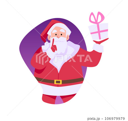 Santa Claus with gifts box showing to be silent gesture, vector illustration merry christmas and happy new year event Santa Claus with gifts box showing to be silent gesture, vector illustration merry christmas and happy new year event 106979979