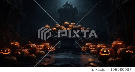 ハロウィンの飾り-かぼちゃのお化け 106980087