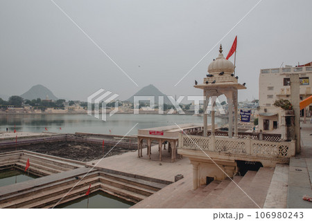 Holy lake in Pushkar, Rajasthan India. Holy lake in Pushkar, Rajasthan India. 106980243