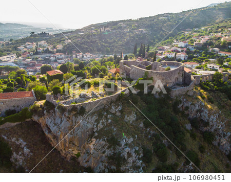 Stari Bar - ruined medieval city on Adriatic coast, Unesco World Heritage Site in Montenegro Aerial view Stari Bar - ruined medieval city on Adriatic coast, Unesco World Heritage Site in Montenegro Aerial view 106980451