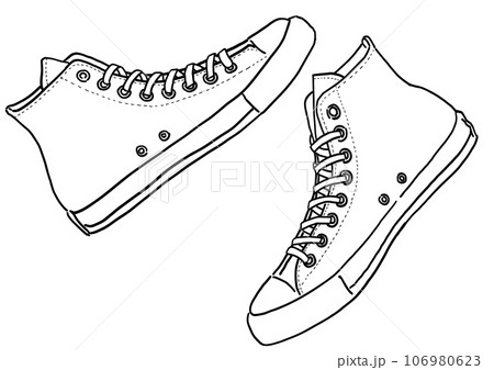 スニーカーの線画イラスト 106980623