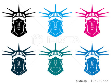 自由の女神のシルエットアイコンセット 106980722