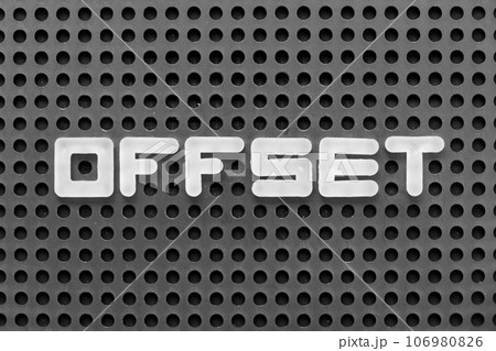 White alphabet letter in word offset on black pegboard background 106980826