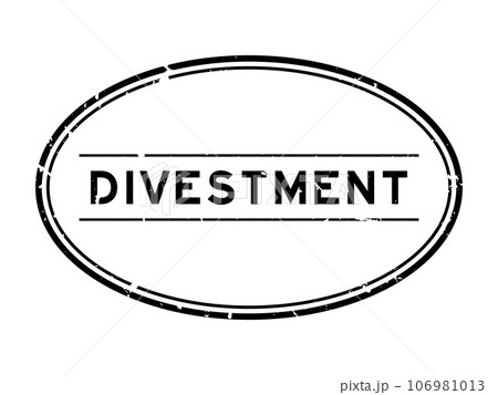 Grunge black divestment word oval rubber seal stamp on white background 106981013