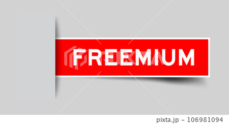 Red color square label sticker with word freemium that inserted in gray background Red color square label sticker with word freemium that inserted in gray background 106981094
