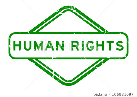 Grunge green human rights word rubber seal stamp  on white background 106981097