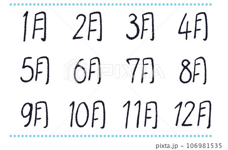 12ヶ月の手描き文字イラストセット 106981535