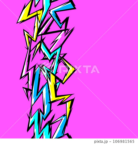 Pattern with cartoon lightnings. Grunge graffiti stylized image of natural phenomenon. Pattern with cartoon lightnings. Grunge graffiti stylized image of natural phenomenon. 106981565