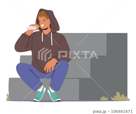 Man Savors A Hot Dog On A Bustling City Street, Relishing The Flavorful Bite Amidst The Urban Hustle And Bustle 106981671